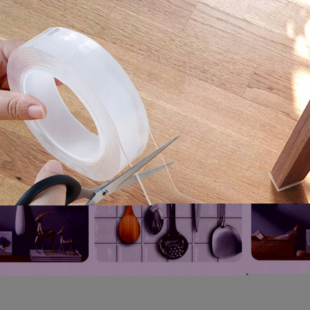 TAŚMA DWUSTRONNA | 3m/3cm | NANO WIELOKROTNEGO UŻYTKU KLEJ MOCNA MONTAŻOWA