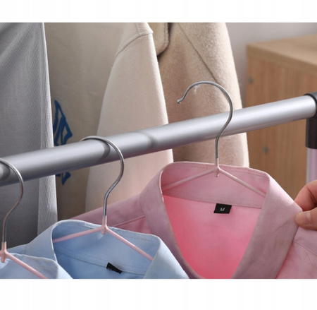 WIESZAK PODWÓJNY STOJĄCY NA KÓŁKACH UBRANIA KURTKI STOJAK NA OBUWIE BUTY