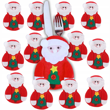 ŚWIĄTECZNE Etui Na Sztućce POKROWIEC 12 sztuk Mikołaj DEKORACJE Ozdoby Stół