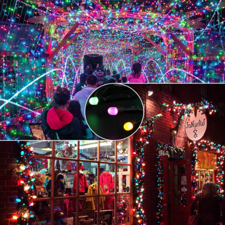 LAMPKI CHOINKOWE 500 LED ZEWNĘTRZNE STAŁE FLASH IP44 GRUBE KURTYNA MULTI