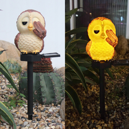 Lampa Solarna Ogrodowa SOWA LED Wodoodporna Wbijana Zewnętrzna Do OGRODU