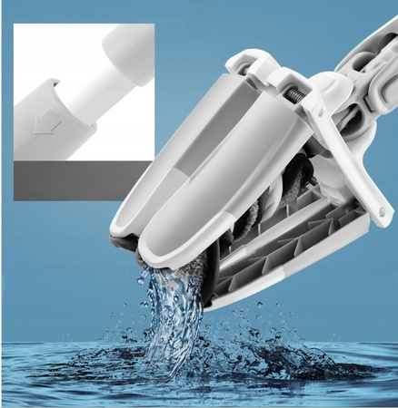 MOP OBROTOWY PŁASKI Z WYCISKACZEM DO CZYSZCZENIA WKŁAD MIKROFIBRA