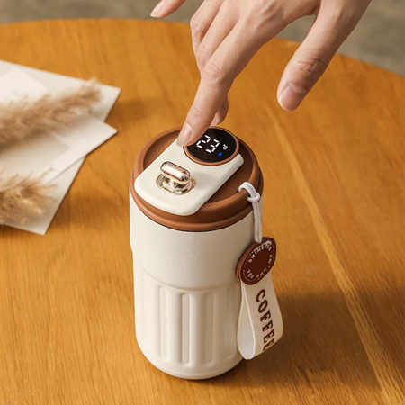 KUBEK TERMICZNY TERMOS Z USTNIKIEM 450ML WYŚWIETLACZ LCD SZCZELNY NA KAWĘ