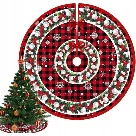 DYWANIK ŚWIĄTECZNY POD CHOINKĘ Pokrowiec MATA 90cm Dywan Futerko Okrągły