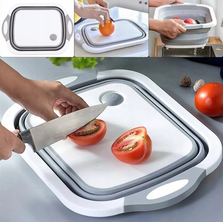 MISKA SKŁADANA SILIKONOWA DESKA DO KROJENIA DUŻA ODPŁYWEM ZLEW TURYSTYCZNY