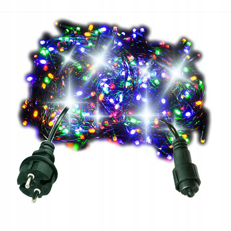 LAMPKI CHOINKOWE 300 LED ZEWNĘTRZNE STAŁE FLASH GRUBY KABEL KURTYNA MULTI