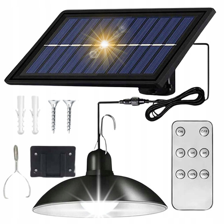 ŻYRANDOL LAMPA SOLARNA LED WISZĄCA SUFITOWA + PILOT OGRODOWA ZEWNĘTRZNA