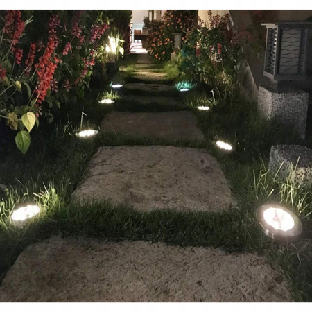 12x LAMPA SOLARNA OGRODOWA GRUNTOWA WBIJANA NAJAZDOWA 16 LED ŚWIECĄCY DYSK