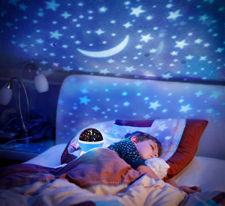 LAMPKA NOCNA PROJEKTOR NIEBA GWIAZD LAMPA OBROTOWA RZUTNIK DLA DZIECI LED
