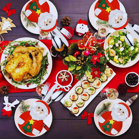 ŚWIĄTECZNE Etui Na Sztućce POKROWIEC 12 sztuk Mikołaj DEKORACJE Ozdoby Stół