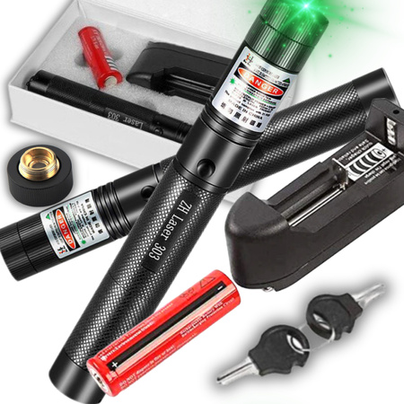 MOCNY WSKAŹNIK LASEROWY LASER POINTER ZIELONY AKU + ŁADOWARKA I NAKŁADKA