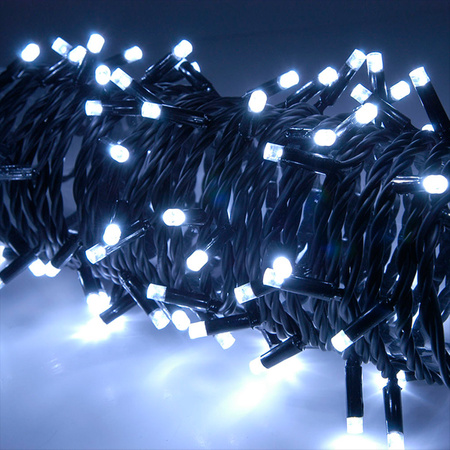 LAMPKI CHOINKOWE 300 LED ZEWNĘTRZNE STAŁE FLASH BIAŁE GRUBY KABEL KURTYNA
