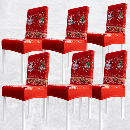 6x POKROWIEC ŚWIĄTECZNY NA KRZESŁO ELASTYCZNY BOŻE NARODZENIE NA ŚWIĘTA