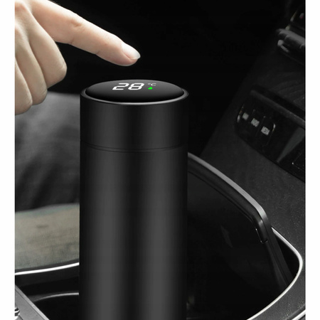 KUBEK TERMICZNY TERMOS LED 500ml NA KAWĘ HERBATĘ DOTYKOWY DO SAMOCHODU LCD