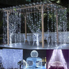 GIRLANDA OGRODOWA LAMPKI KURTYNA ŚWIETLNA 300 LED DRUCIKI 3x3m + PILOT USB