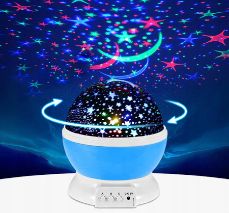 LAMPKA NOCNA PROJEKTOR NIEBA GWIAZD LAMPA OBROTOWA RZUTNIK DLA DZIECI LED