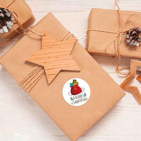 Naklejki Świąteczne Samoprzylepne na Prezenty Święta Ozdoby Mikołaj 500szt.