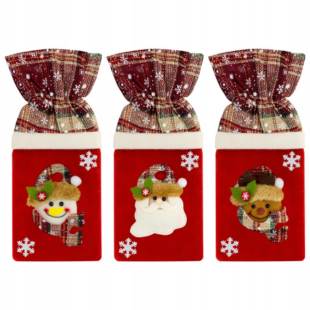 3x ŚWIĄTECZNY POKROWIEC NA BUTELKĘ ETUI UBRANKO DEKORACJA MIKOŁAJ PREZENT