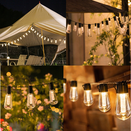 GIRLANDA OGRODOWA SOLARNA ŚWIETLNA 20LED DUŻE ŻARÓWKI KULKI LAMPA DO OGRODU