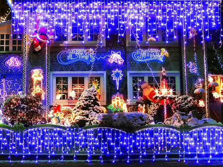 SOPLE 300 LED LAMPKI ZEWNĘTRZNE IP44 STAŁE + FLASH KURTYNA GIRLANDA GRUBE