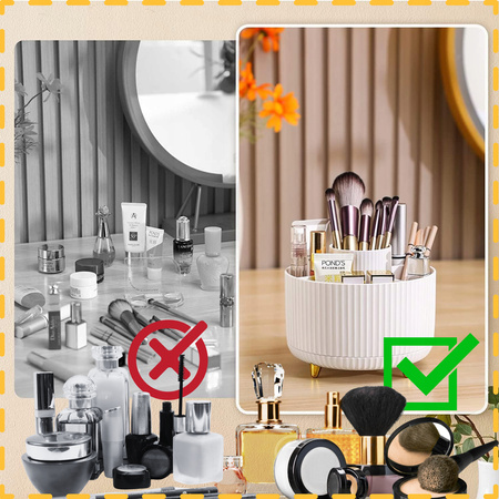 OBROTOWY ORGANIZER NA PĘDZLE DO MAKIJAŻU I KOSMETYKI POJEMNIK 360 KUFEREK