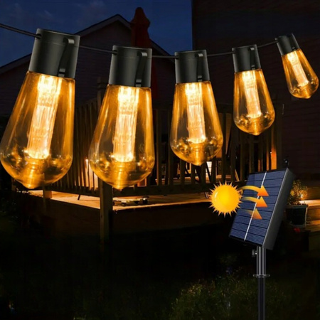 GIRLANDA OGRODOWA SOLARNA ŚWIETLNA 20LED DUŻE ŻARÓWKI KULKI LAMPA DO OGRODU