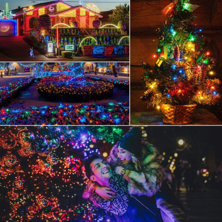 LAMPKI CHOINKOWE 500 LED ZEWNĘTRZNE STAŁE FLASH IP44 GRUBE KURTYNA MULTI