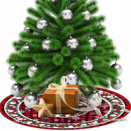 DYWANIK ŚWIĄTECZNY POD CHOINKĘ Pokrowiec MATA 90cm Dywan Futerko Okrągły