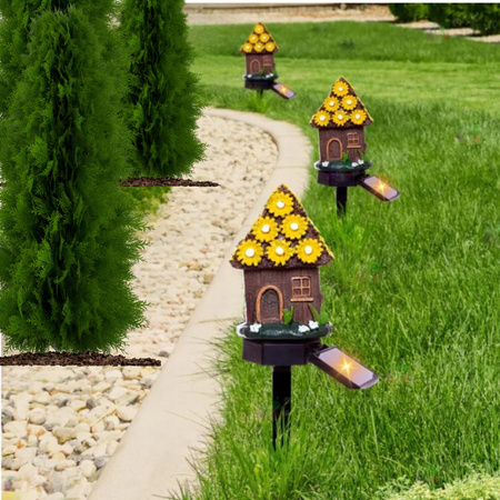 Lampa Solarna Ogrodowa LED DOMEK Wodoodporna Wbijana Zewnętrzna Do OGRODU