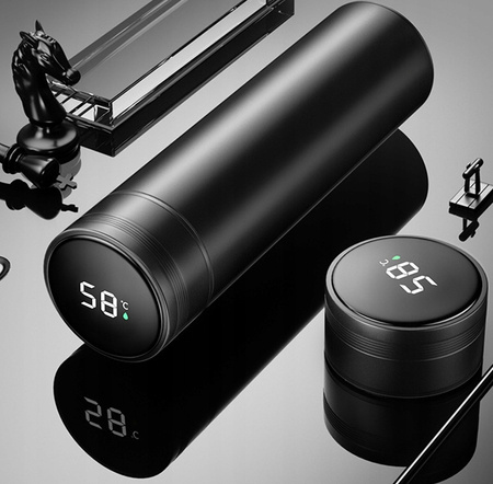 KUBEK TERMICZNY TERMOS LED 500ml NA KAWĘ HERBATĘ DOTYKOWY DO SAMOCHODU LCD