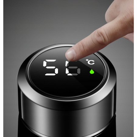 KUBEK TERMICZNY TERMOS LED 500ml NA KAWĘ HERBATĘ DOTYKOWY DO SAMOCHODU LCD