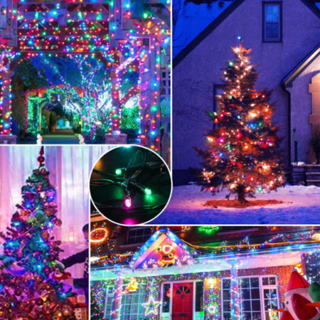 LAMPKI CHOINKOWE 500 LED ZEWNĘTRZNE STAŁE FLASH IP44 GRUBE KURTYNA MULTI