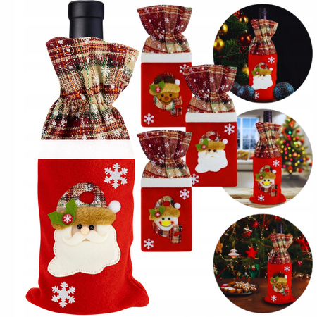 3x ŚWIĄTECZNY POKROWIEC NA BUTELKĘ ETUI UBRANKO DEKORACJA MIKOŁAJ PREZENT