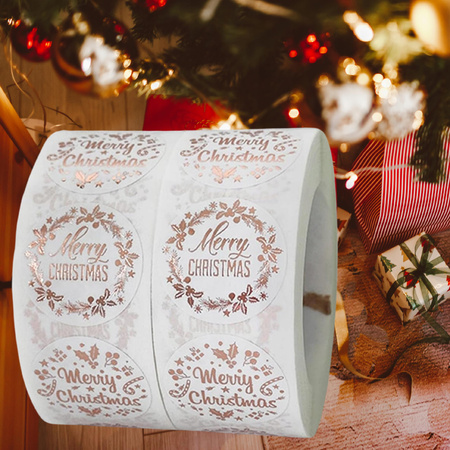 Naklejki Świąteczne Samoprzylepne na Prezenty Święta Ozdoby Mikołaj ZIMOWE