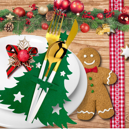 ŚWIĄTECZNE POKROWCE Etui Na Sztućce Chonika DEKORACJE Ozdoby Stół 12 sztuk