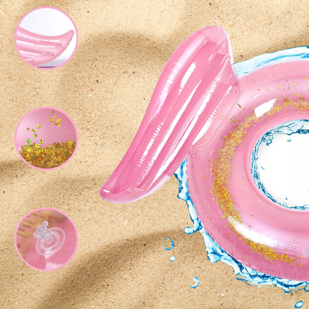 KOŁO DMUCHANE MATERAC Z BROKATEM KÓŁKO DO PŁYWANIA PLAŻOWE DUŻE XXXL 130CM