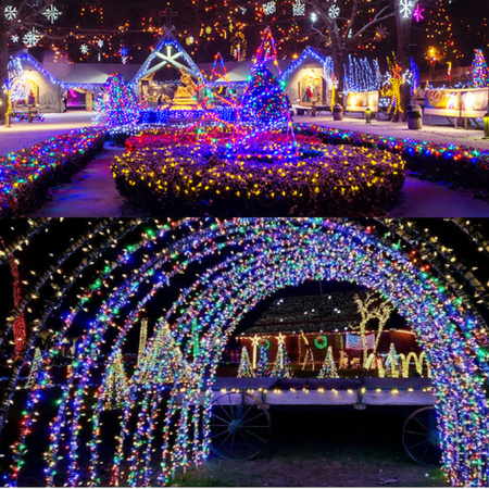 LAMPKI CHOINKOWE 500 LED ZEWNĘTRZNE STAŁE FLASH IP44 GRUBE KURTYNA MULTI