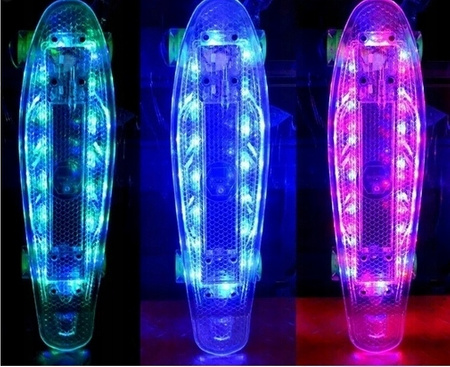 DESKOROLKA FISZKA DESKA KOŁA LED CAŁA ŚWIECĄCA RGB USB FISHBOARD DLA DZIECI