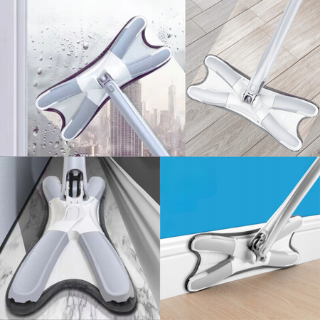 MOP OBROTOWY PŁASKI Z WYCISKACZEM DO CZYSZCZENIA WKŁAD MIKROFIBRA