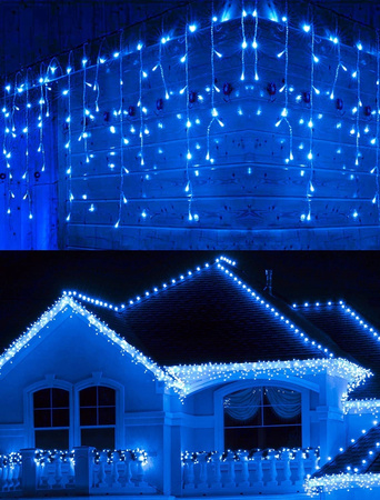 SOPLE 300 LED LAMPKI ZEWNĘTRZNE IP44 STAŁE + FLASH KURTYNA GIRLANDA GRUBE