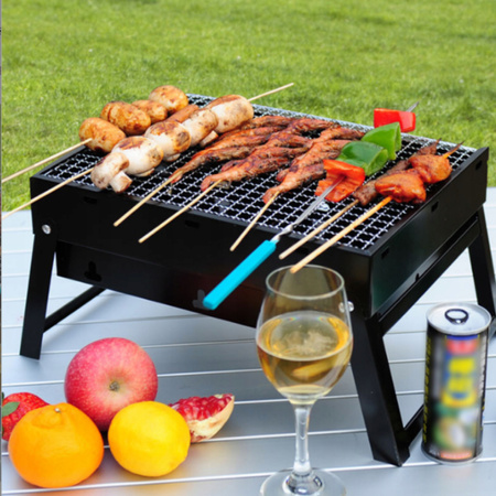 GRILL TURYSTYCZNY PRZENOŚNY WĘGLOWY SKŁADANY BBQ KEMPINGOWY WALIZKA GRIL