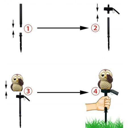 Lampa Solarna Ogrodowa SOWA LED Wodoodporna Wbijana Zewnętrzna Do OGRODU