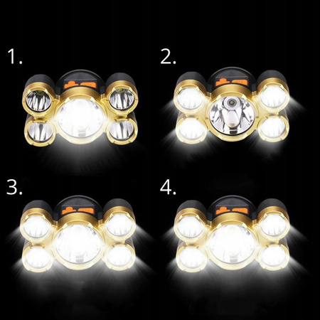 LATARKA CZOŁOWA 5x LED CZOŁÓWKA MOCNA LAMPKA CREE T6 NA GŁOWĘ AKUMULATOROWA