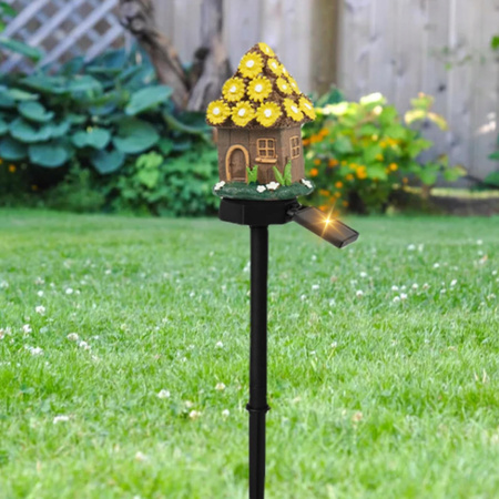 Lampa Solarna Ogrodowa LED DOMEK Wodoodporna Wbijana Zewnętrzna Do OGRODU