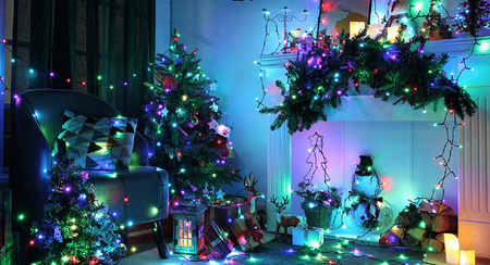 LAMPKI CHOINKOWE 500 LED ZEWNĘTRZNE STAŁE FLASH IP44 GRUBE KURTYNA MULTI