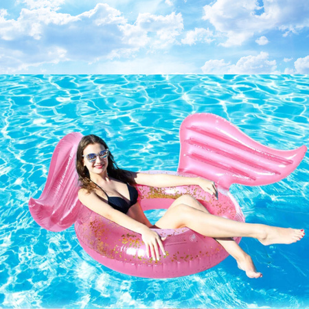 KOŁO DMUCHANE MATERAC Z BROKATEM KÓŁKO DO PŁYWANIA PLAŻOWE DUŻE XXXL 130CM
