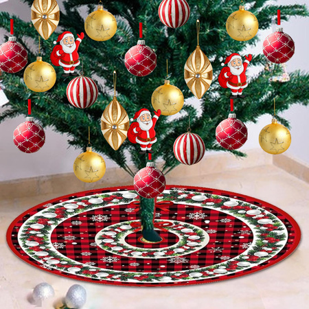 DYWANIK ŚWIĄTECZNY POD CHOINKĘ Pokrowiec MATA 90cm Dywan Futerko Okrągły