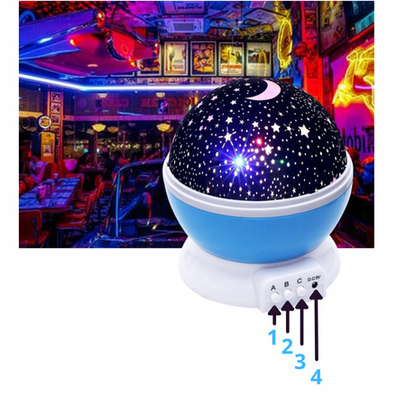 LAMPKA NOCNA PROJEKTOR NIEBA GWIAZD LAMPA OBROTOWA RZUTNIK DLA DZIECI LED