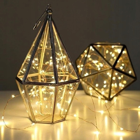 GIRLANDA OGRODOWA DRUCIKI 100 LED NA BATERIE BIAŁE CIEPŁE 10M LAMPKI