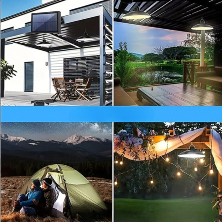 ŻYRANDOL LAMPA SOLARNA LED WISZĄCA SUFITOWA + PILOT OGRODOWA ZEWNĘTRZNA